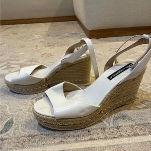 Karl Lagerfeld Cream Espadrille Wedges